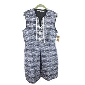 NWT RACHEL Rachel Roy Denim Combo Lace Up Dress